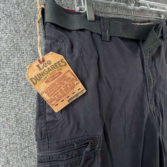 NWT Lee Dungaree Cargo Shorts Navy Blue Belted Pockets Size 38 Cotton Adult Men - Picture 7 of 16
